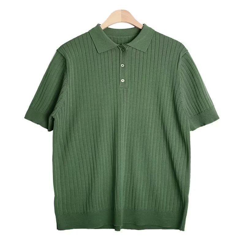Polo Collar Polo Shirt Knitted Short Sleeve