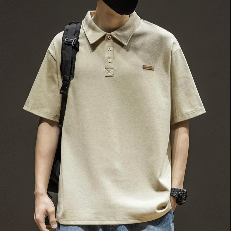 Casual Polo Collar T-shirt Top Loose Trendy Polo Shirt