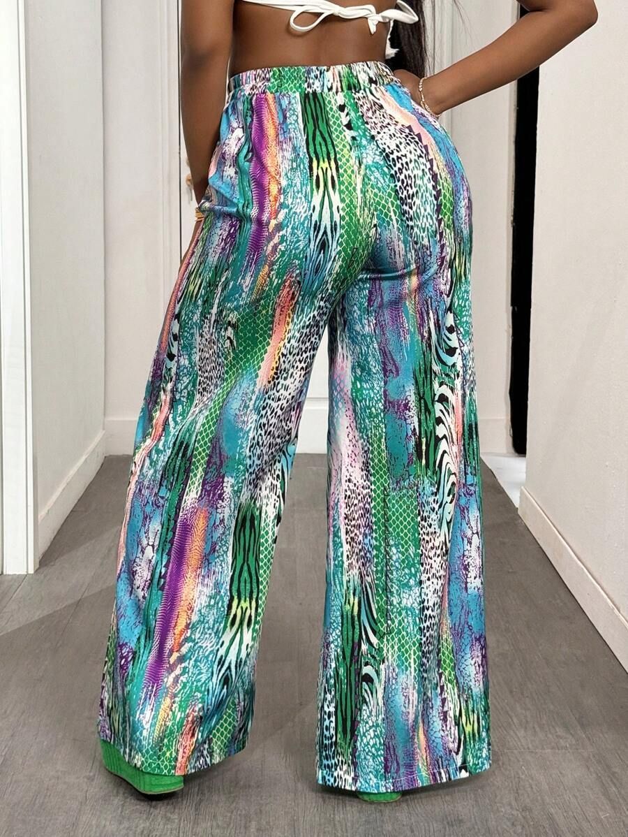 Colorful Pattern Trousers Loose Breathable Women's Trousers