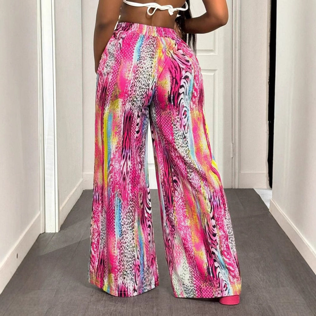 Colorful Pattern Trousers Loose Breathable Women's Trousers